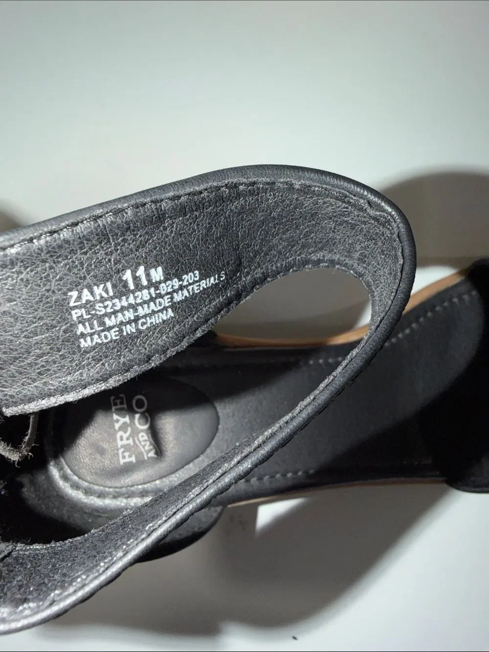 FRYE & CO 11 ZAKI Black Studded Ankle Strap Back Zip Stacked Block Heel Sandals